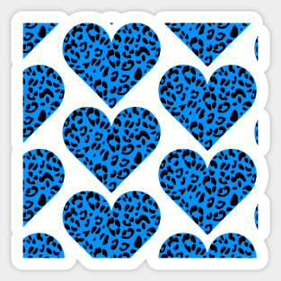 Blue Leopard Heart Pattern Sticker